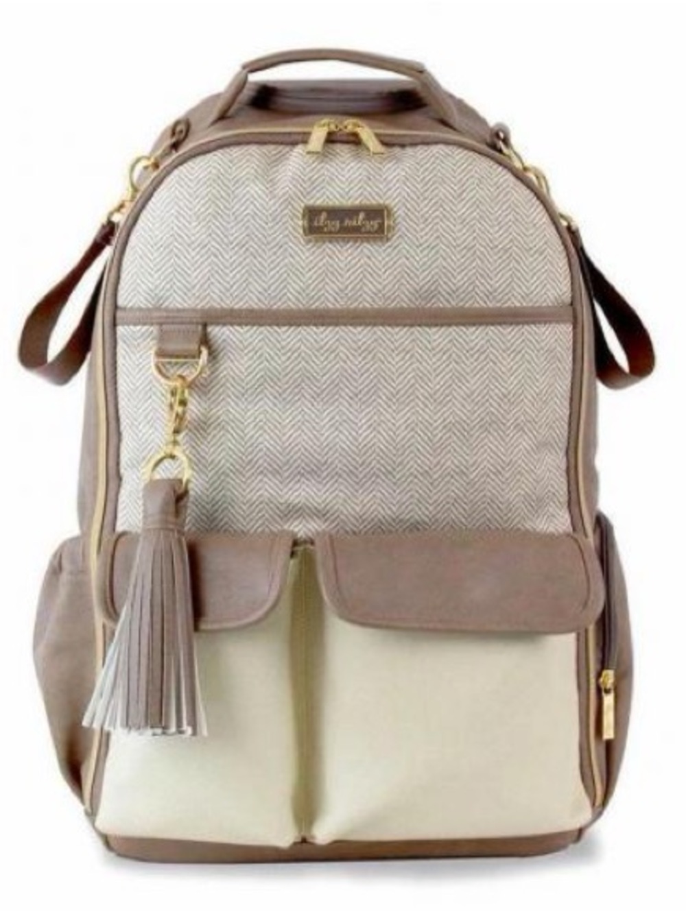 Itzy Ritzy Boss Plus Diaper Bag Backpack with 19 Pockets (Vanilla Latte)